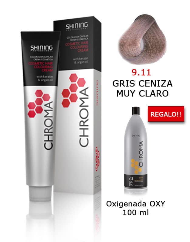 Tinte de pelo color GRIS CENIZA MUY CLARO Shining 9.11 Professional 100ml